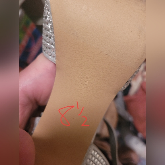 Silver Rhinestone Platform Block Heels - Picture 7 of 7